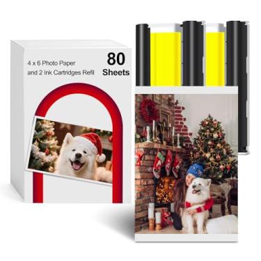 Imagem de MeetRGB Compatível com Amber M100/M200 impressora fotográfica 10 x 15 cm, cassete de tinta colorida e refil de papel (80 folhas de papel fotográfico e 2 cartuchos de tinta) para impressora fotográfica