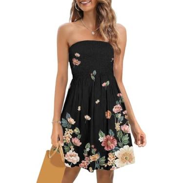 Imagem de Vestido Feminino Verão Smocked Strapless Vestidos Casual Beach Tube Top Vestido Saídas De Praia, Black-b, M