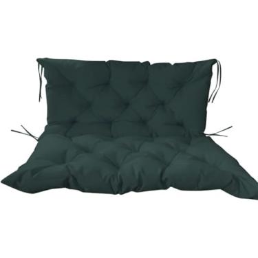 Imagem de Almofadas De Banco Externo Com Encosto, Almofadas De Banco De Substituição Reclináveis Impermeáveis De 2 Ou 3 Lugares Com Alças Para Móveis De Varanda De Jard, Dark Green, 100 * 100 * 10cm