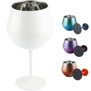Imagem de Taça Térmica Inox 2 em 1 Vinho Gin Drinks Cerveja 414ml Copo Térmico Haste Removível Aço Inoxidável Conserva Bebidas Geladas Isolamento Térmico Parede Dupla Cocktail Coquetel (BRANCA)
