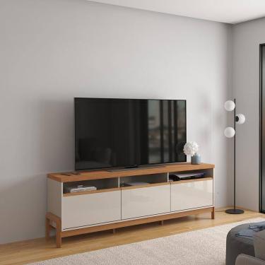 Imagem de Rack Para Até 70 Polegadas 1 Porta E 2 Gavetas Elegance 1,83m Lukaliam Móveis Off White-jequitiba Off White-jequitiba