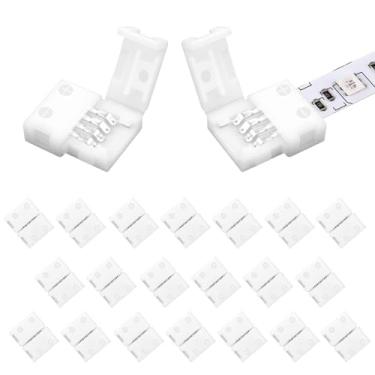 Imagem de VIPMOON Pacote com 20 conectores de fita de LED de 4 pinos de 8 mm, conectores RGB de 4 pinos, adaptador sem solda, para fita de luz LED multicolorida à prova d'água ou não impermeável SMD 2835 3528