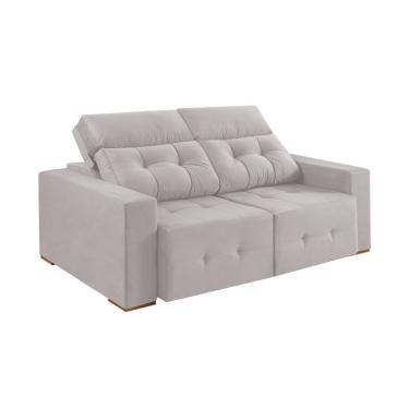 Imagem de Sofá 3 Lugares Retrátil e Reclinável Roma Veludo Prata 210 cm