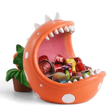 Imagem de ehuoyan Planta piranha tigela grande de doces para prato de doces tigela decorativa decoração de casa planta de boca grande interior (laranja, mídio)