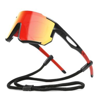 Imagem de Suertree Óculos de sol polarizados para ciclismo masculino e feminino, proteção UV com clipe de miopia, beisebol, ciclismo, corrida, MTB, óculos de sol, Preto + vermelho01, 5.59×5.39×2.17inch