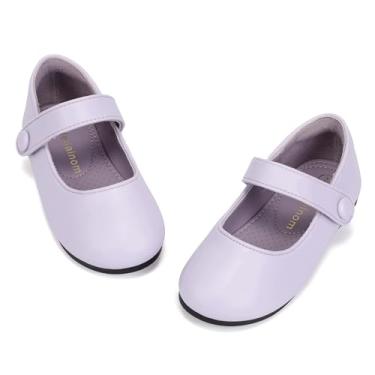Imagem de Hehainom Sapatos De Bailarina Mary Jane Para Meninas, Sapatilhas Balé Floridas Roxo, Pu, 12 M, Eua, Infantil, Festa Casamento, Escola