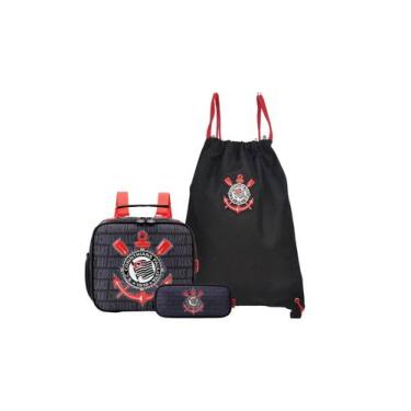Imagem de Kit Lancheira Térmica+Estojo T+Mochila Saco Corinthians - Xeryus