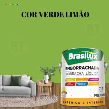 Imagem de Tinta Borracha Líquida Cor Verde Brasilux Para Parede 3,2l Acrílica La