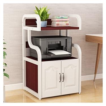 Imagem de Suporte de impressora para mesa de mesa, suporte de impressora de 3 níveis com organizador de mesa de madeira para armazenamento, para casa/escritório (cinco cores), carrinho de impressora de mesa