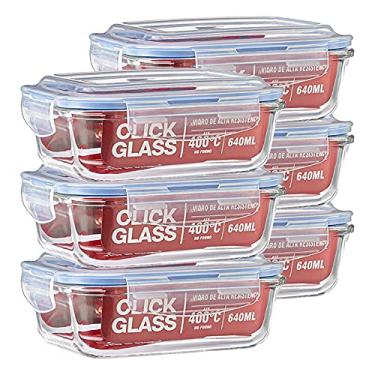 Imagem de Kit 6 potes de vidro click glass de 640ml premium 100% herméticos