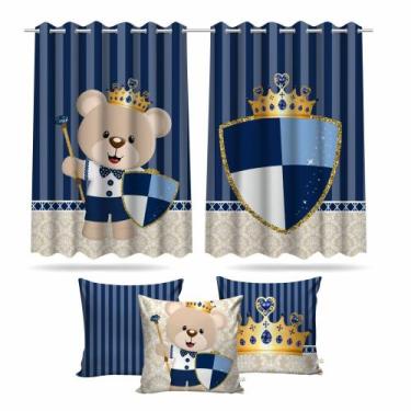 Imagem de Cortina Infantil Ursinho Princípe + 3 Capas Almofadas - DECORANDO E GR