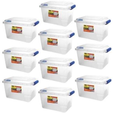 Imagem de Kit 10 Caixas Organizadoras  Multiuso Alta 4,5L Transparente - Ercapla