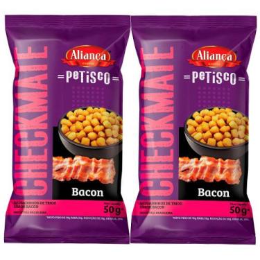 Imagem de Kit 2 Salgadinho de Trigo Aliança Checkmate Bacon 50g