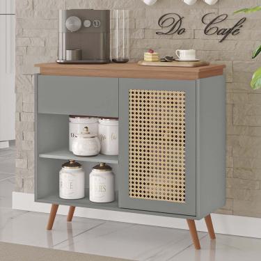 Imagem de Buffet Bourbon 100% MDF 1 Porta 1 Gaveta e Pés Estilo Retrô Tuboarte