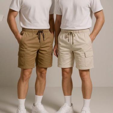 Imagem de Kit 2 Bermuda Cargo Masculina Curta Streetwear casual Short Sarja Bols