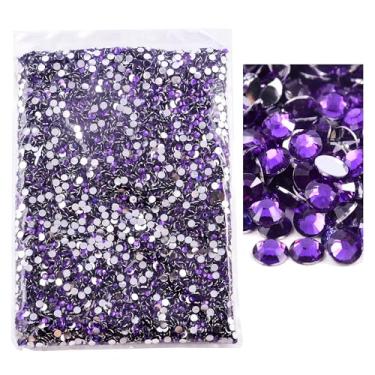 Imagem de Blinginbox 5000 peças de strass flatback, strass de resina não hotfix grande quantidade atacado para artesanato DIY design criativo, roupas, maquiagem, arte de unhas (6 mm = 0,6 cm, Dk. Ametista)