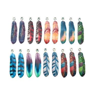 Imagem de Pingentes De Penas Coloridas, 18 Peças, Estilo Étnico Boêmio, Pingente