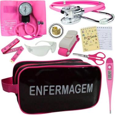 Imagem de Kit Academico Enfermagem Premium Preto Completo - Love Saude, ROSA ENF