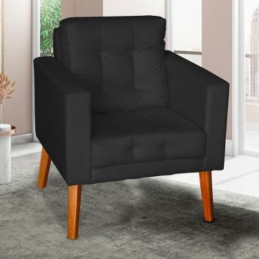 Imagem de Sofá Poltrona Cadeira Decorativa E Descanso Glamour Dubai Com Pés Em Madeira Preto