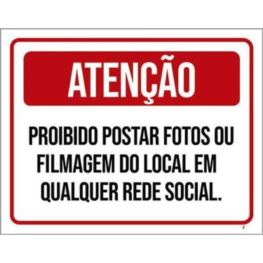 Imagem de Kit 5 Placa Proibido Postar Fotos Filmagem Local36X46