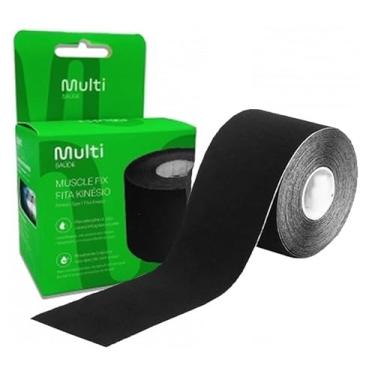 Imagem de Bandagem Fita Elástica Adesiva Preta Esportiva Autoaderente