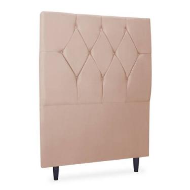 Imagem de Cabeceira Solteiro Cama Estofada Box Júlia 90cm Veludo Rosa - BELA DO 