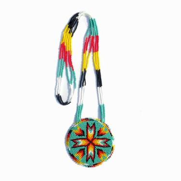 Imagem de Colar de medalhão feito à mão, estilo nativo americano, tribal, semente étnica com contas em camadas, nº 1, Free size, Vidro, Sem Pedra Preciosa