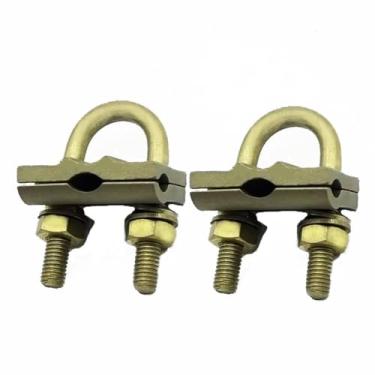 Imagem de Braçadeira de haste de aterramento para 2 fios de interseção, encaixe de conduíte de aterramento de braçadeira em U, para fio de 0,5-1 cm a tubo de água de 0,9-2,2 cm tubo de aço ou haste de cobre