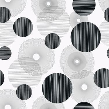 Imagem de EaseStick Papel de parede geométrico circular meados do século moderno papel de parede geométrico descascar e colar papel de parede preto branco para banheiro quarto mural de parede 45 x 406 cm papel