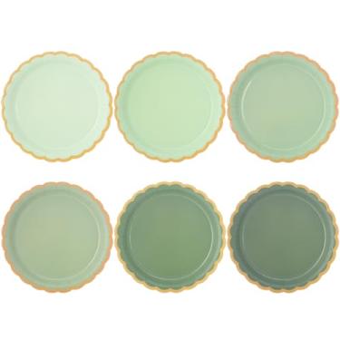 Imagem de JASSEWRLY 48 peças de pratos de papel de festa verde sálvia, descartáveis, 18 cm, verde sálvia, recortado, sobremesa, jantar, aniversário, bolo, prato fofo para chá de bebê, artigos de festa de