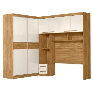 Imagem de Dormitorio Modulado Casal 6 Portas 242x173 Cm Florenca Freijo Off White Moval