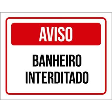 Imagem de Kit 5 Placas De Sinalização - Aviso Banheiro Interditado