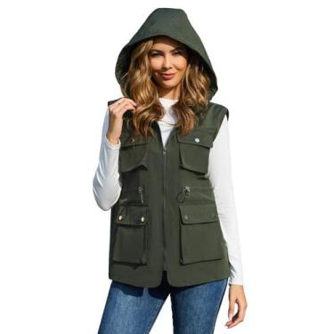 Imagem de Colete PESION leve à prova de vento para mulheres, verde militar