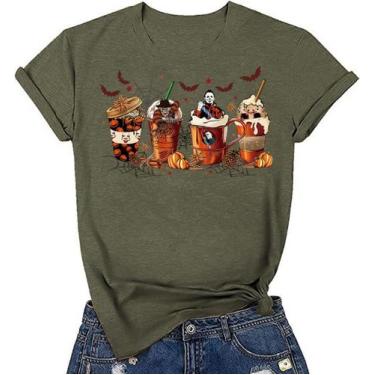 Imagem de Camiseta feminina SurbePo Halloween Pumpkin, verde, tamanho S