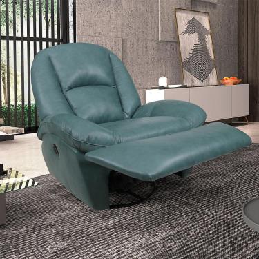 Imagem de Poltrona do Papai Sala de Cinema Carrie Reclinável Retrátil Manual Glider Giratória Couro Azul Turquesa Manchado G40 - Gran Belo