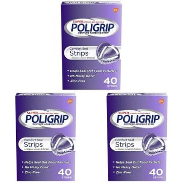 Imagem de Tiras adesivas para dentaduras Super Poli-Grip, pacote de 40 quilates 