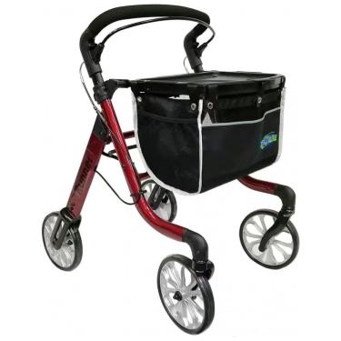 Imagem de Andador Adulto Idoso HEALTHLINE com Assento e Bolsa, Suporta até 136 Quilos, Vermelho