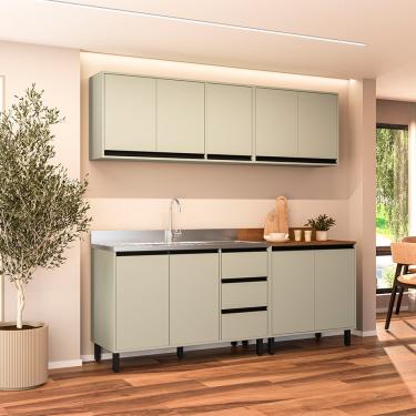 Imagem de Cozinha Modulada 4 Peças sem Pia Koya Politorno - Verde