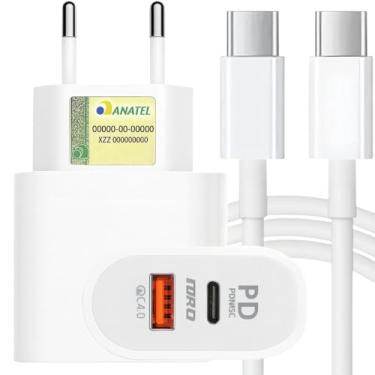 Imagem de Carregador Turbo 45W Porta Dupla (USB-A + USB-C) + Cabo Ultra Rápido de 1M Premium®, Compatível com iPhone 15, 15 pro, 15 Pro Max, iPhone 16, 16 pro, 16 pro Max, Samsung Galaxy, IOS/Android