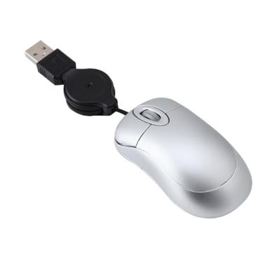 Imagem de Mini mouse com fio, mouse USB óptico portátil de tamanho pequeno com cabo USB retrátil mouse compacto para mãos pequenas para PC, laptop, computador, mesa, casa, escola, crianças, meninas, meninos