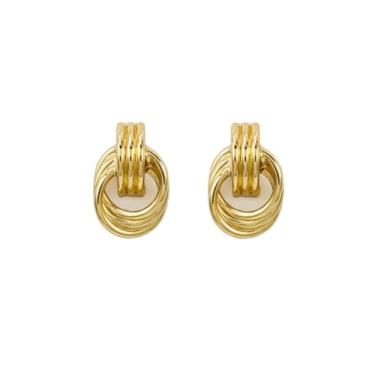 Imagem de Brincos femininos de nó grosso, dourado, prata, pequenos, geométricos, delicados, hipoalergênicos e leves, joias modernas, presentes, Latão, Sem pedra preciosa