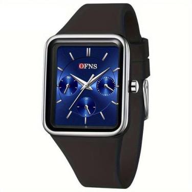 Imagem de Relógio quadrado de quartzo feminino da OFNS, à prova d'água, Preto Az