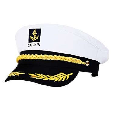 Imagem de XCRUI Chapéu de capitão, boné de marinheiro, boné de marinheiro ajustável para acessórios de fantasia de Halloween