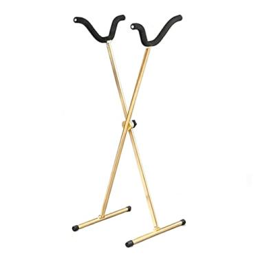 Imagem de XFLY-MODEL RC Airplane Stand Foldable Aluminum Display Holder, Compact Storage Design with Anti-Skid Padding (Gold)