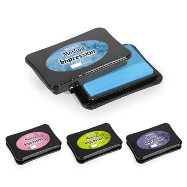 Imagem de CraftyManor Almofadas de tinta grandes de impressão mascarada para carimbos, bloco de carimbo de giz à base de água para álbuns, diário, confecção de cartões, materiais de scrapbook de artesanato DIY
