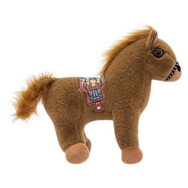 Imagem de Boneca de brinquedo de pelúcia, pônei realista com sela decorativa de 