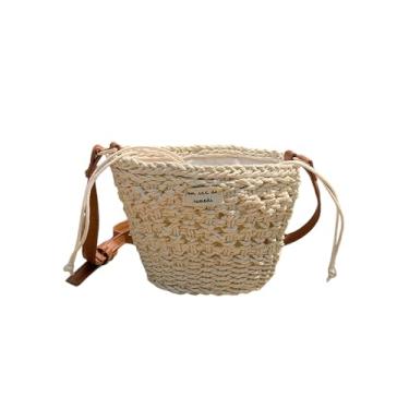 Imagem de OYOANGLE Bolsa feminina trançada de palha com cordão, bolsa tiracolo leve Boho, Damasco, one_size, Macio