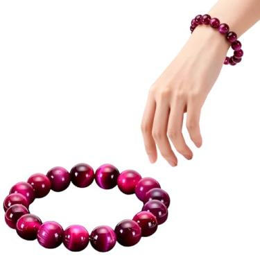 Imagem de Pulseira de contas de olho de tigre, pulseira de contas de energia de pedras preciosas polidas naturais para cura, meditação, One Size, Vidro, Sem Pedra Preciosa