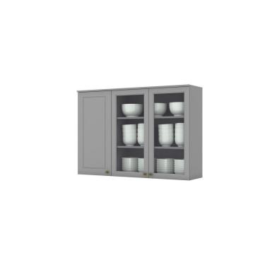 Imagem de Armário Aéreo De Cozinha 120 Cm Com Vidro Amy Casa 812 Cinza