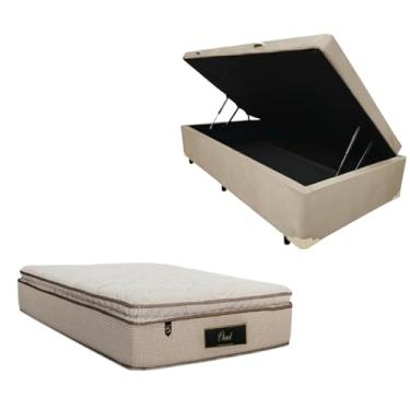 Imagem de Cama Box Baú Blindada com Colchão Cloud Molas Ensacadas C/Pillowtop 32cm (SUEDE BEGE, Solteiro)